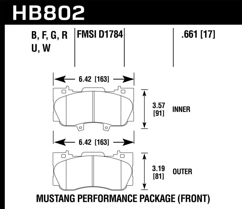 Hawk 16-17 Ford Mustang HP+ Street Front Brake Pads (HAWKHB802N.661)
