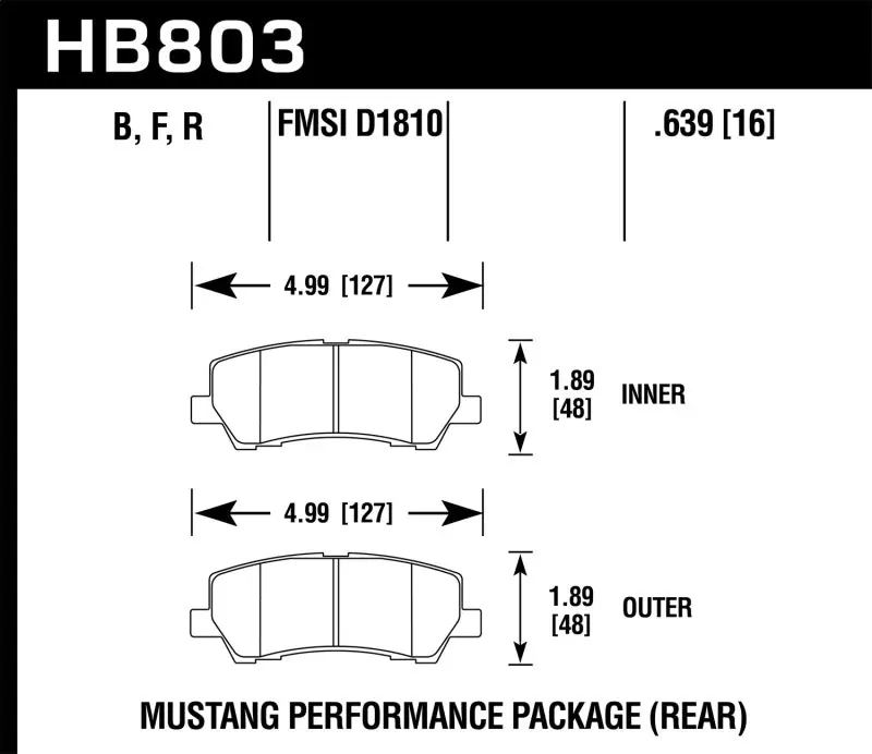 Hawk 16-17 Ford Mustang Brembo Package HPS 5.0 Rear Brake Pads (HAWKHB803B.639)