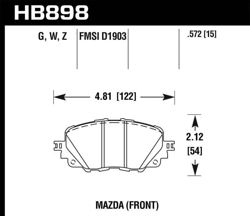Hawk 17-19 Fiat 124 Spider HPS 5.0 Front Brake Pads (HAWKHB898B.572)