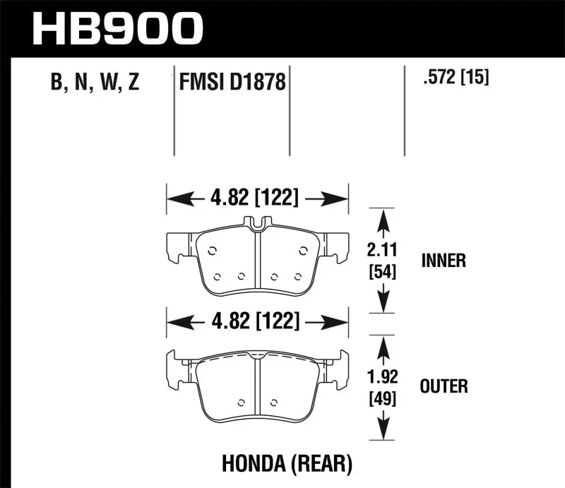 Hawk 16-19 Honda Civic (Excludes Si and Type R) HP+ Street Rear Brake Pads (HAWKHB900N.572)