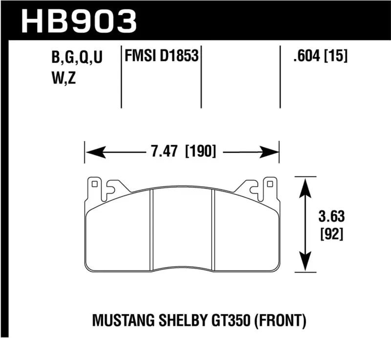 Hawk DTC-80 15-17 Ford Mustang Shelby GT350/GT350R Front Brake Pads (HAWKHB903Q.604)