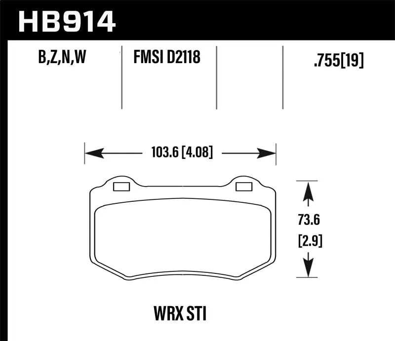 Hawk 2018 Subaru WRX STI HP Plus Rear Brake Pads (HAWKHB914N.580)