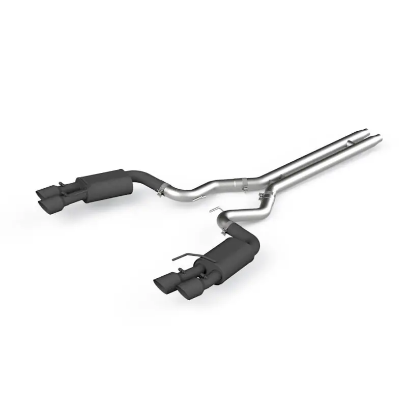 MBRP 18-19 Ford Mustang GT 5.0 3in Dual Split Rear Cat Back w/ Quad 4in Dual Wall Tips- Black Coated (MBRPS7205BLK)