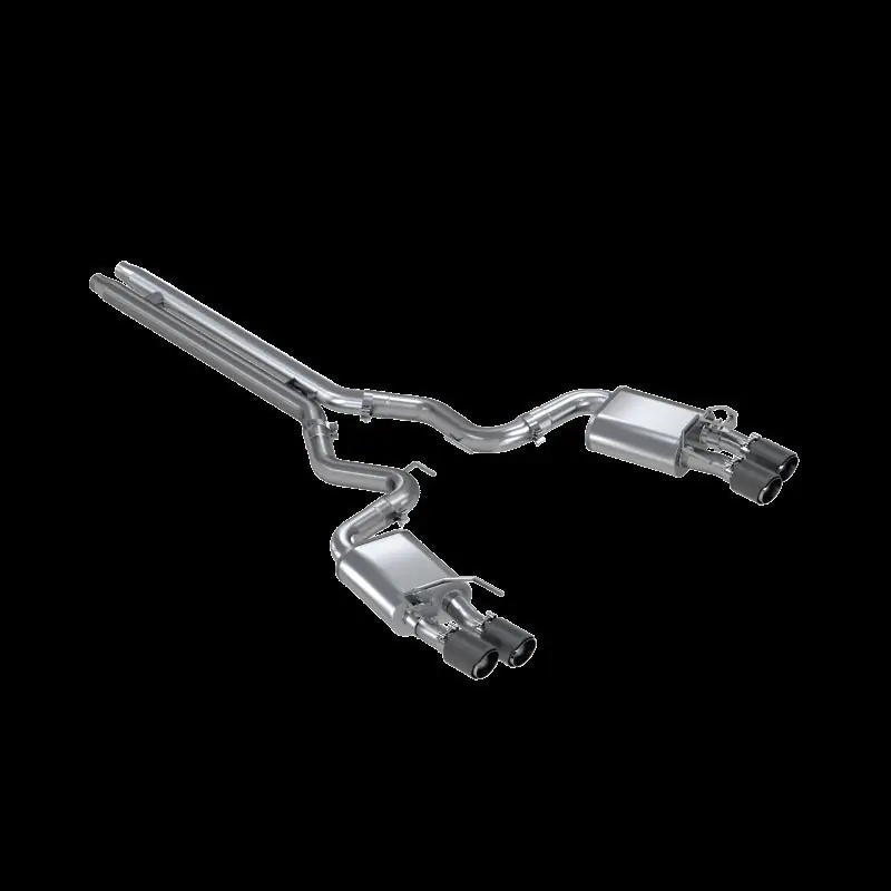 MBRP 18-20 Ford Mustang GT 5.0 w/ Quad Tip Active Exhaust Cat Back Split Rear T304 w/ Carb Fib Tips (MBRPS72093CF)