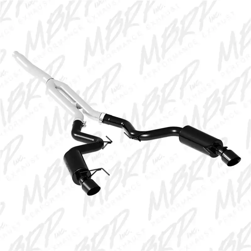 MBRP 15-18 Ford Mustang EcoBoost 2.3L Black 3in Cat Back Dual Split Rear Exit (Street Version) (MBRPS7274BLK)