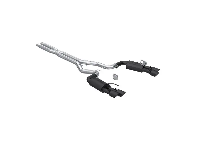 MBRP 2024 Ford Mustang GT 5.0L 3in Cat-Back Dual Split Rear - Quad Black Tips (MBRPS7280BLK)