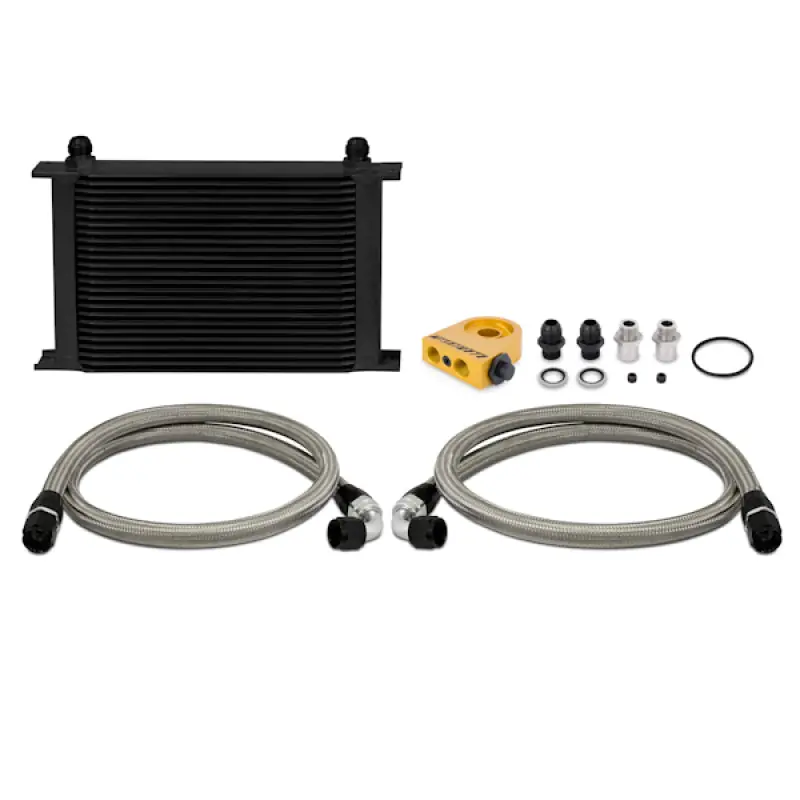 Mishimoto Universal Thermostatic 25 Row Oil Cooler Kit (Black Cooler) (MISMMOC-UHTBK)