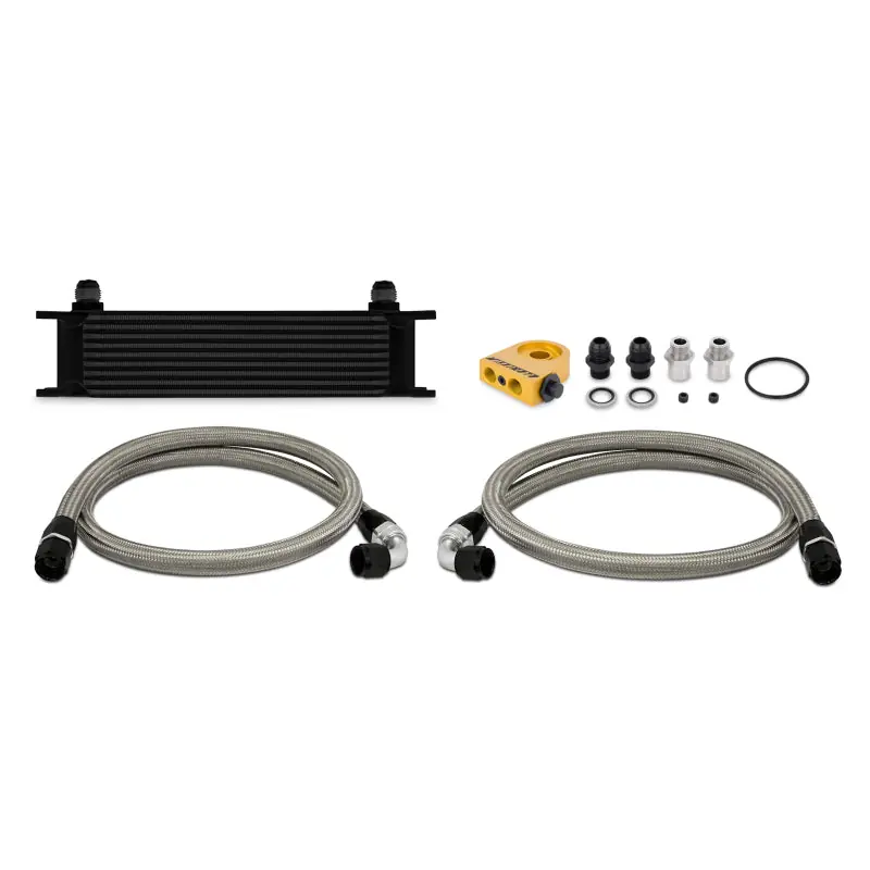 Mishimoto Universal Thermostatic 10 Row Oil Cooler Kit - Black (MISMMOC-UTBK)