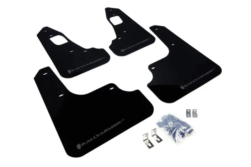 Rally Armor 08-17 Mitsubishi EVO X Black UR Mud Flap w/ Grey Logo (RALMF10-UR-BLK/GRY)