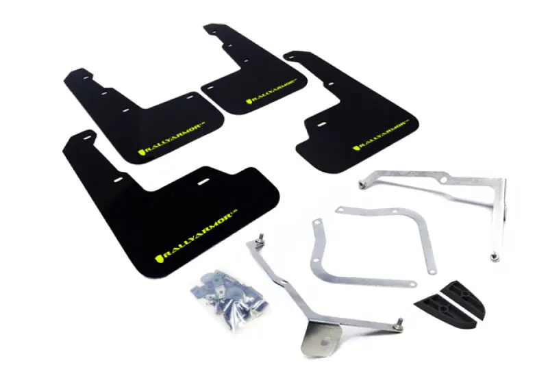 Rally Armor 15-21 Subaru WRX/STI Black UR Mud Flap w/Green Logo (RALMF32-UR-BLK/CGN)
