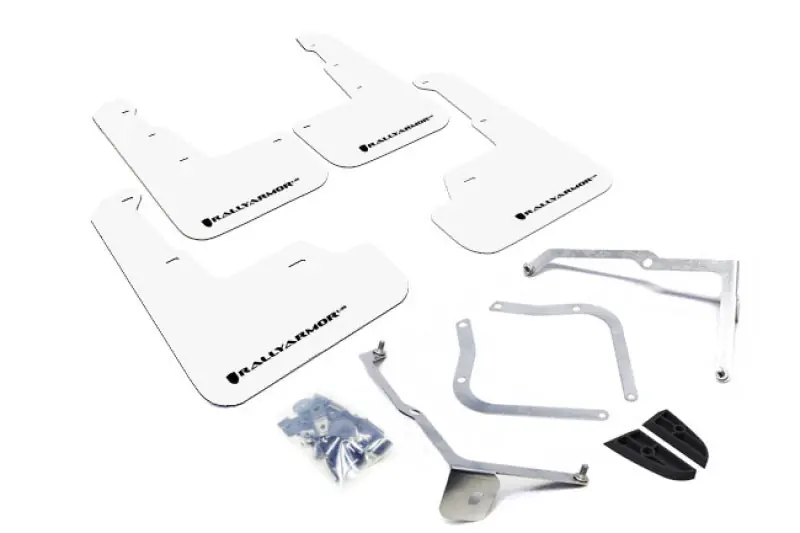 Rally Armor 15-21 Subaru WRX/STI White UR Mud Flap w/Black Logo (RALMF32-UR-WH/BLK)