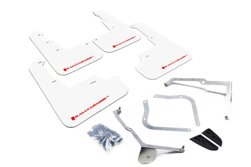 Rally Armor 15-21 Subaru WRX/STI White UR Mud Flap w/Red Logo (RALMF32-UR-WH/RD)