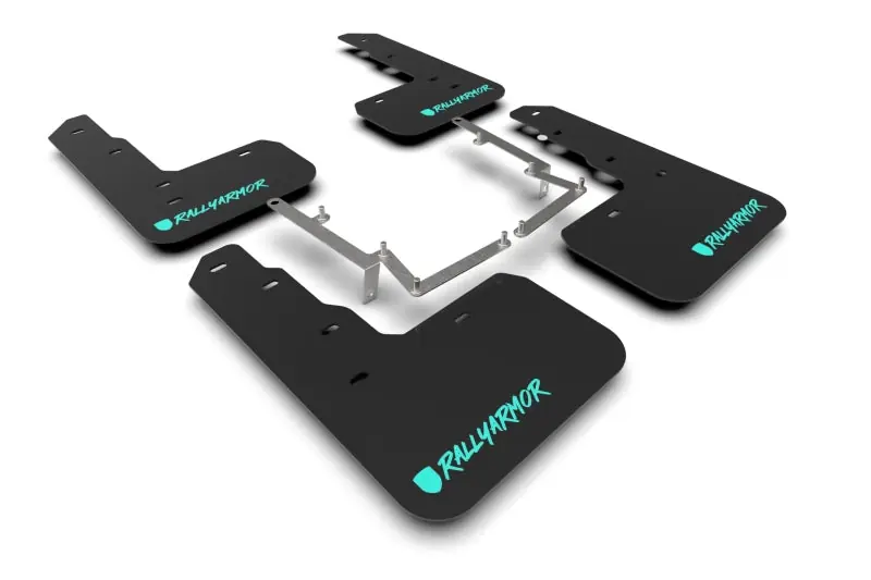 Rally Armor 17-22 Honda Civic Type R Black UR Mud Flap Altered Font Teal Logo (RALMF47-UR-BLK/TL-X)