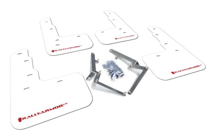 Rally Armor 17-22 Honda Civic Type R White UR Mud Flap w/Red Logo (RALMF47-UR-WH/RD)