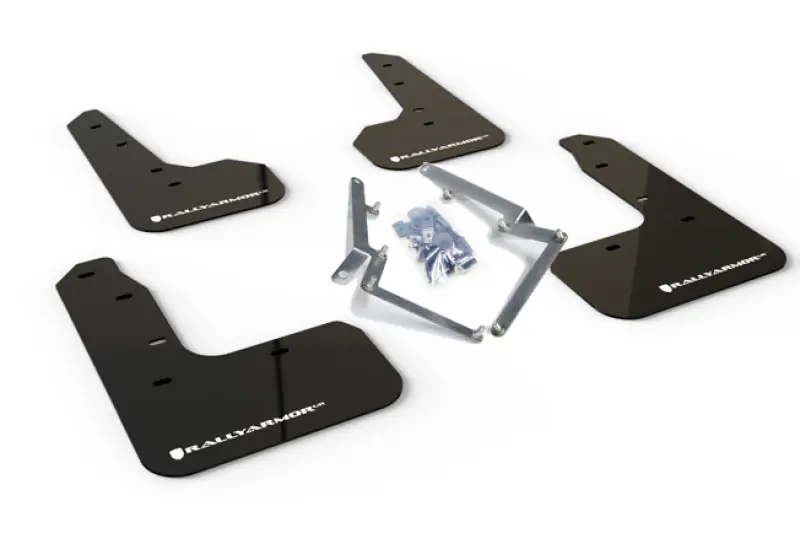 Rally Armor 17-21 Honda Civic Sport/Sport Touring Black UR Mud Flap w/White Logo (RALMF51-UR-BLK/WH)