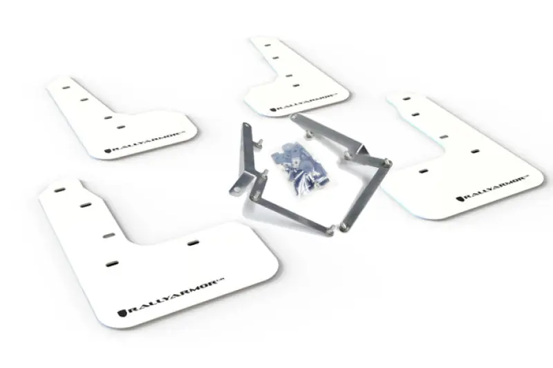 Rally Armor 17-21 Honda Civic Sport/Sport Touring White UR Mud Flap w/Black Logo (RALMF51-UR-WH/BLK)