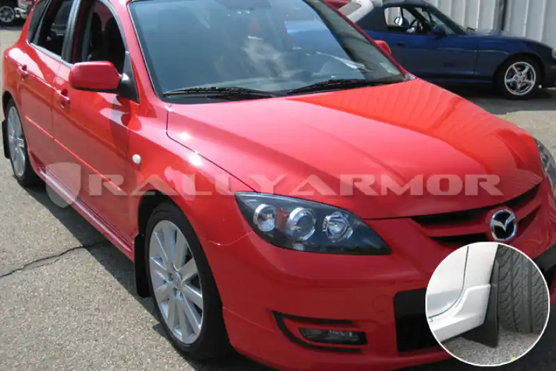 Rally Armor 04-09 Mazda3/Speed3 Basic Black Mud Flap w/ Black Logo (RALMF9-BAS-BLK)