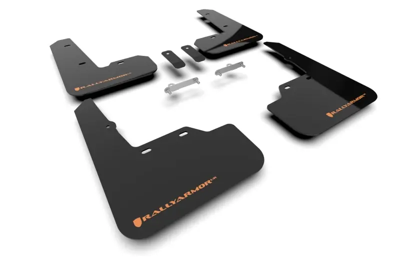 Rally Armor 22-25 Subaru WRX Black UR Mud Flap w/Orange Logo (RALMF92-UR-BLK/OR)
