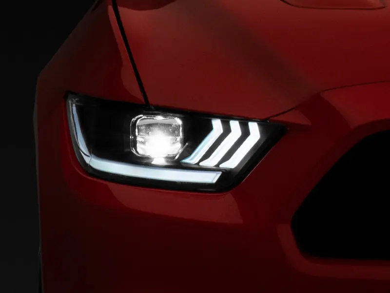 Raxiom 15-17 Ford Mustang GT350 GT500 LED Projector Headlights- Blk Housing (Clear Lens) (RAX407613)