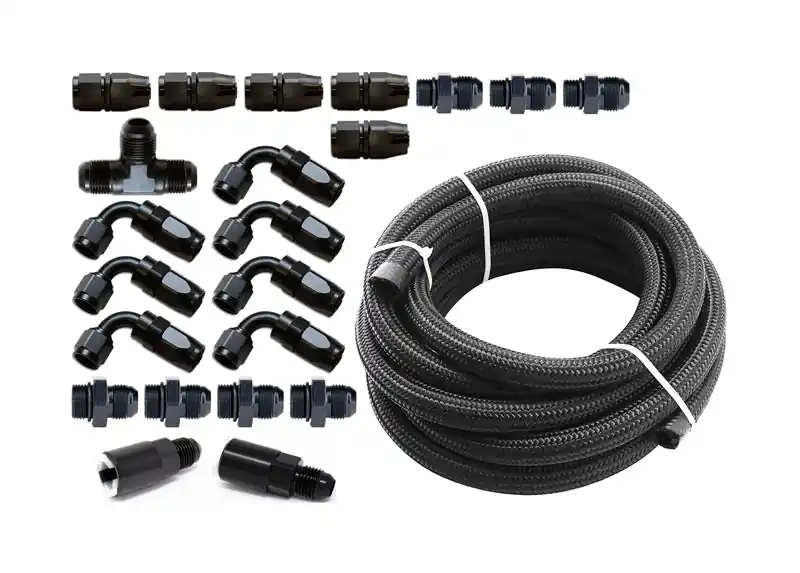 Torque Solution Braided Fuel Line Kit for -6 Aeromotive FPR: Subaru WRX 02-14 / Subaru STI 07-18 (TQSTS-SU-6FLK-AM)