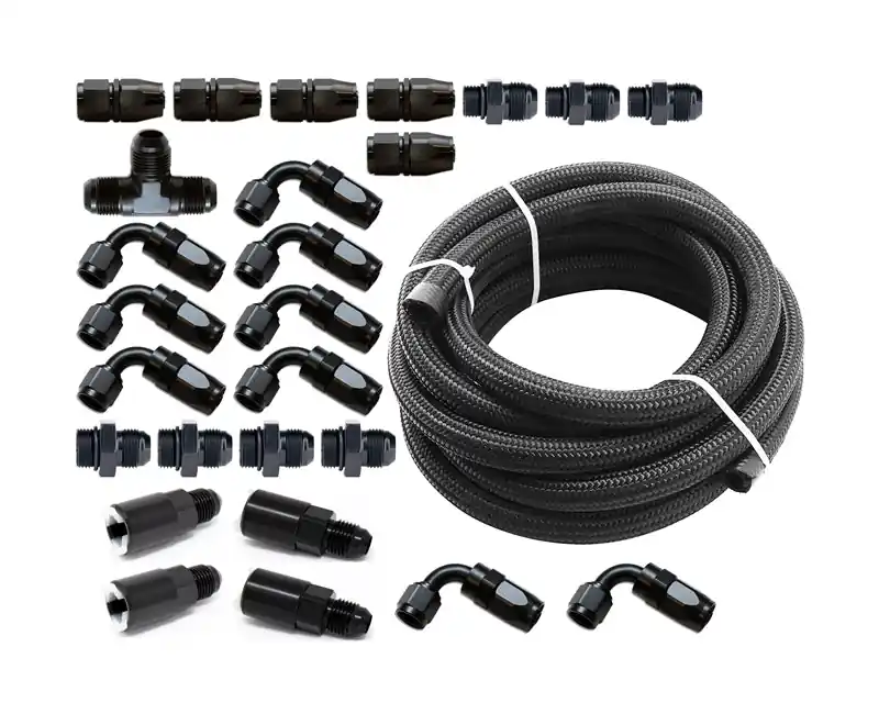 Torque Solution Braided Fuel Line Kit for -6 Aeromotive FPR & Flex Fuel Kit - 02-14 Subaru WRX (TQSTS-SU-6FLK-AM-FF)