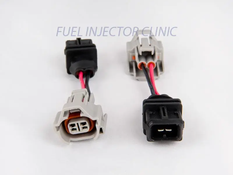 Fuel Injector Clinic Set of 4 Denso Female to Jetronic/EV1 Male Injector Plug Adapters (Universal)
